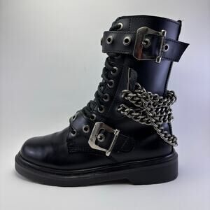 DEMONIA "Defiant-204” Black Vegan Leather Boots Mens Size 7